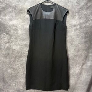 Ralph Lauren Black Label Sheath Dress Size 4 Lamb Leather Yoke Quiet Luxury READ